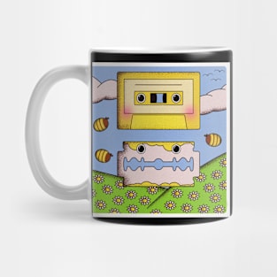 Cassette Tape and Razor with Flowers And Bees Mug